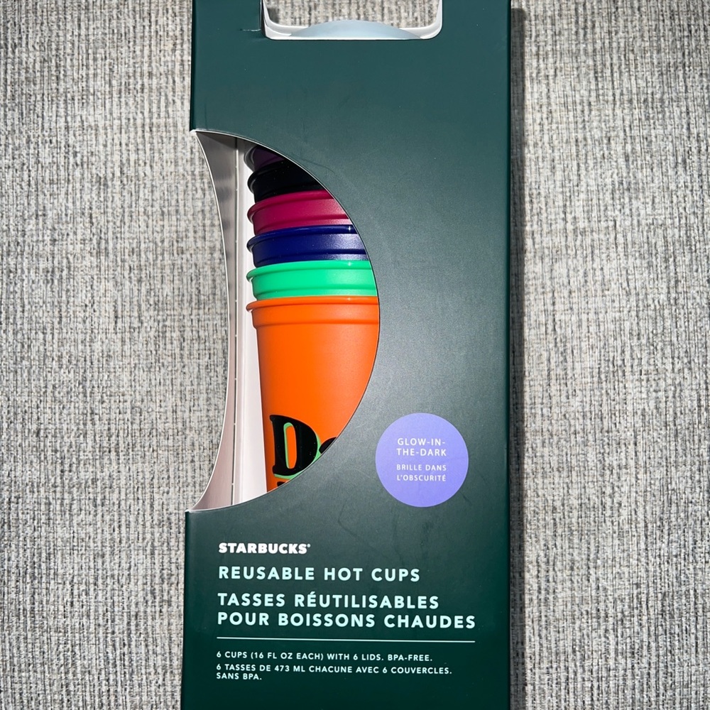 NEW Starbucks - Reusable Hot Cups - 6 Pack - 2020 Halloween - Glow-In-The-Dark